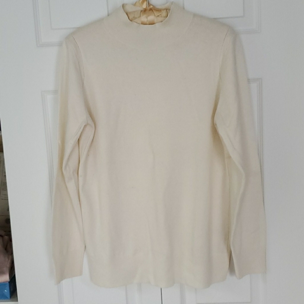 Off-white/cream/ivory BR mock neck sweater